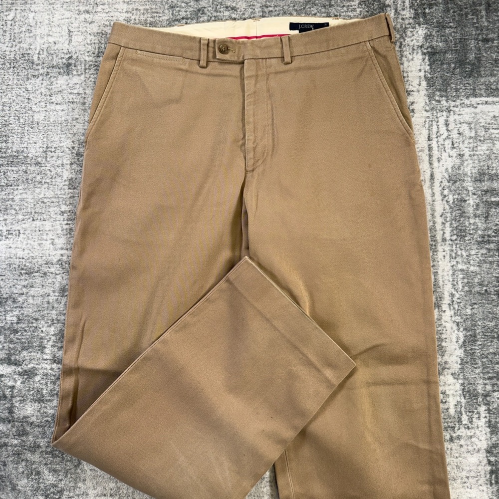 VTG Y2K J Crew Pants Mens 36x32 Khaki Heavyweight Cotton Relaxed Chino Trouser